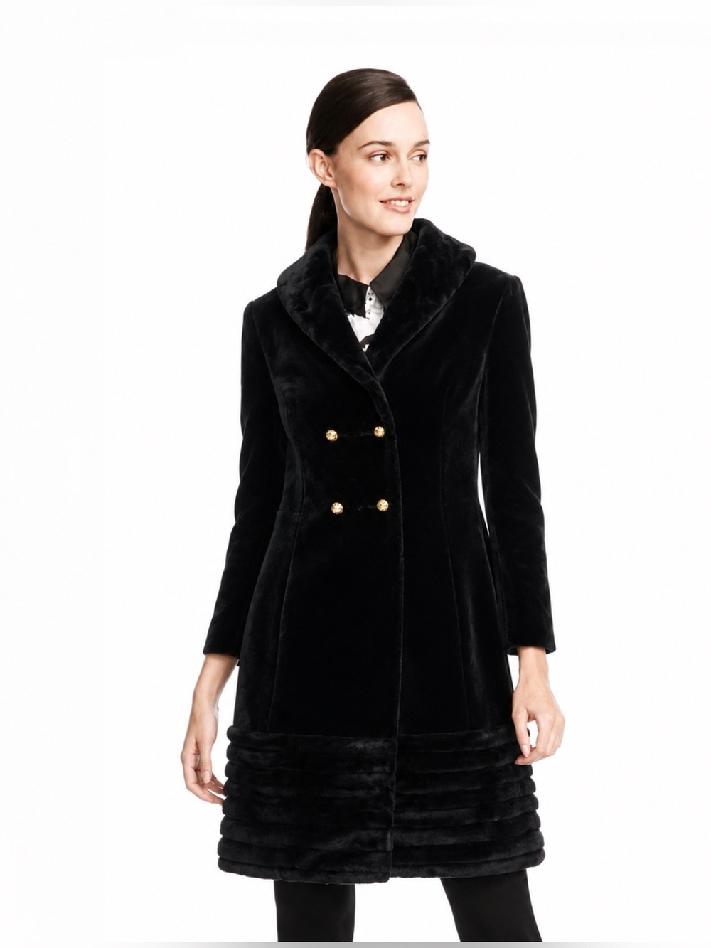 Cloud 9 Pure Rabbit Long Sleeved Double Breasted Jacket Coat - Picture 2 of 6